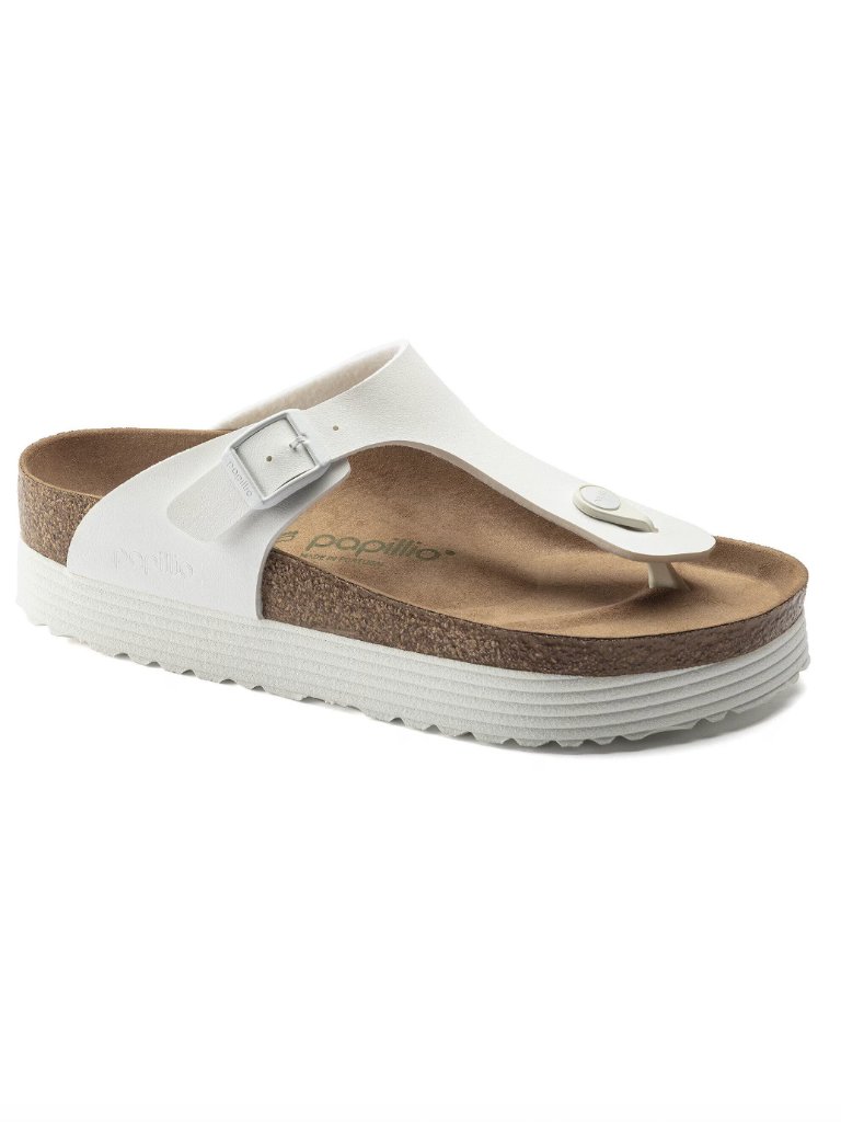 Birkenstock Papillio Gizeh Platform Vegan Birko-Flor In White Size 39